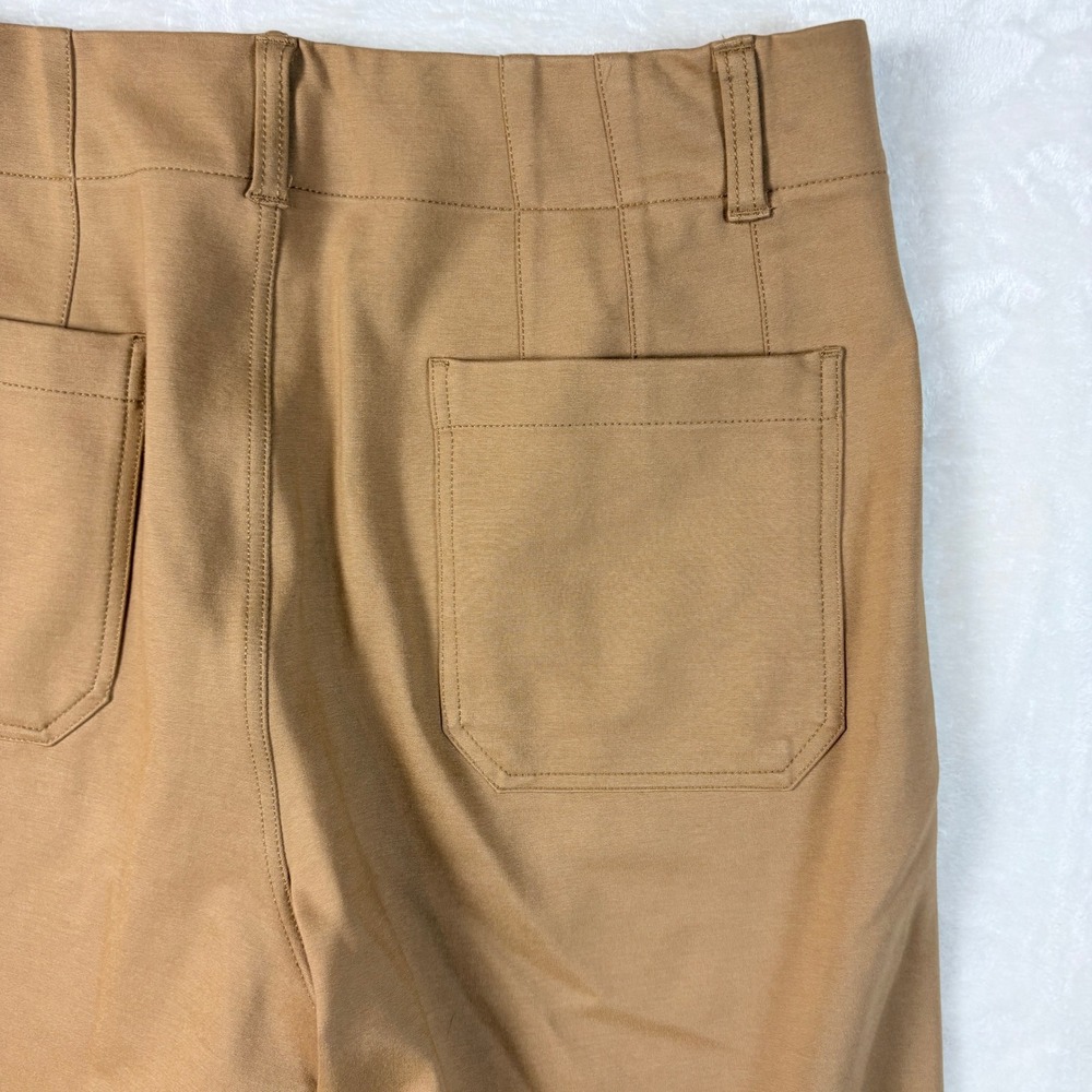 Maeve The Colette Pants Women 33 Tan Good Wide Leg Cropped High Rise Ponte - Picture 9 of 13